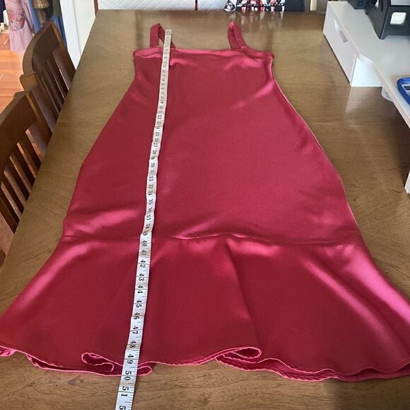 Urban Outfitters Raspberry Pink Satin Maxi Ruffle Slip Dress Size Medium - Picture 11 of 11